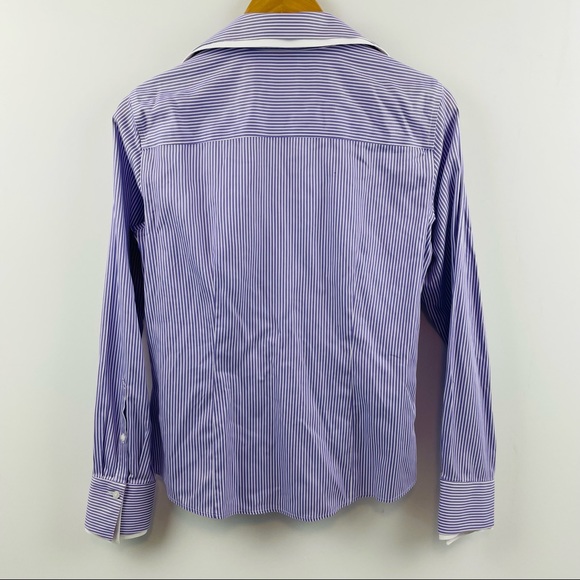 Brooks Brothers Women Button Up Shirt Lilac Stripe Double Collar Size US 6 - Picture 4 of 9